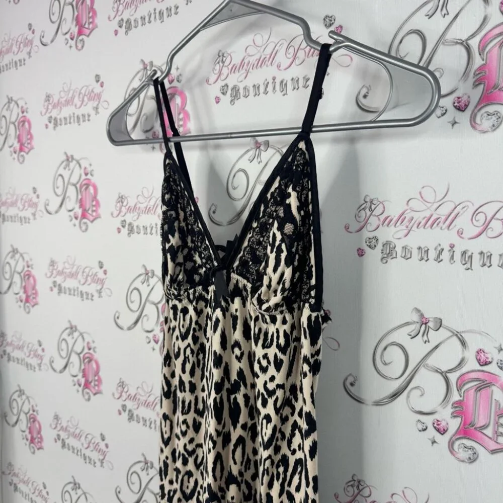 Victoria’s Secret romper lace cheetah Leopard Print Lace Trim Chemise shorts